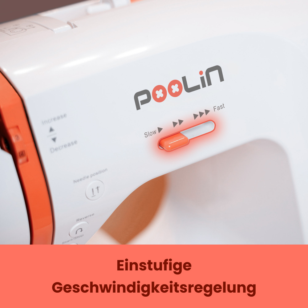 PooLin EOC02 – Digitale Nähmaschine | 200 Stiche, LCD & 7 Nähfüße